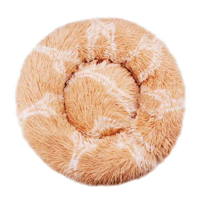 Round Plush Pet Bed - Soft Sleeping Den for Cats & Dogs, 6 Sizes