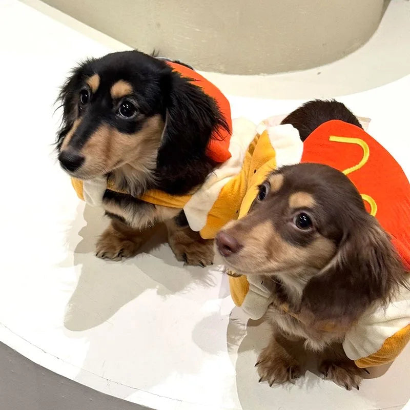 Funny Hot Dog Halloween Costume - Adjustable Pet Costume for Dogs & Cats