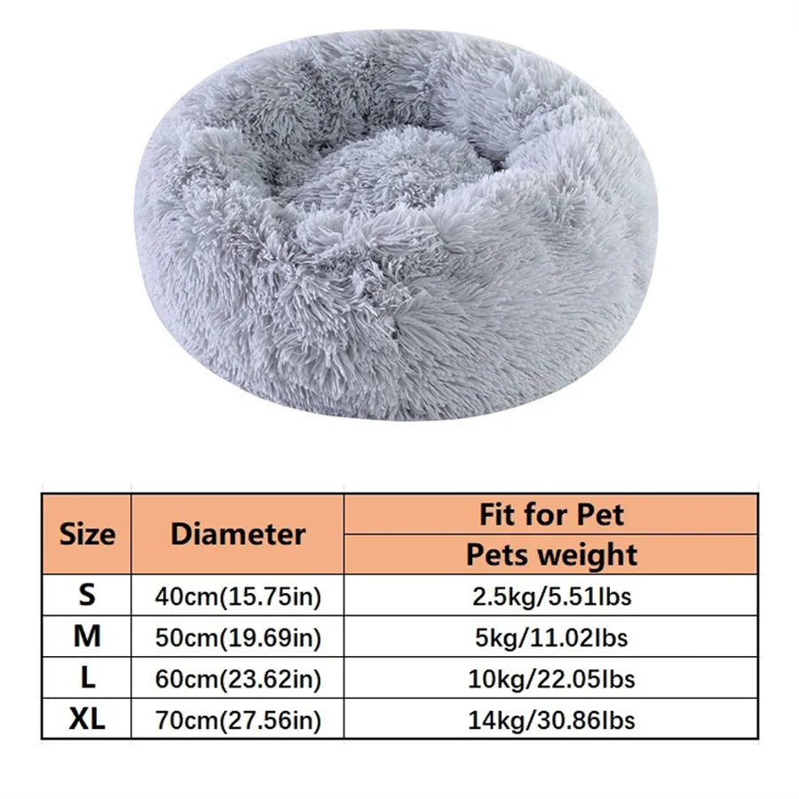 Plush Donut Pet Bed - Warm Round Sleeping Bed for Dogs & Cats