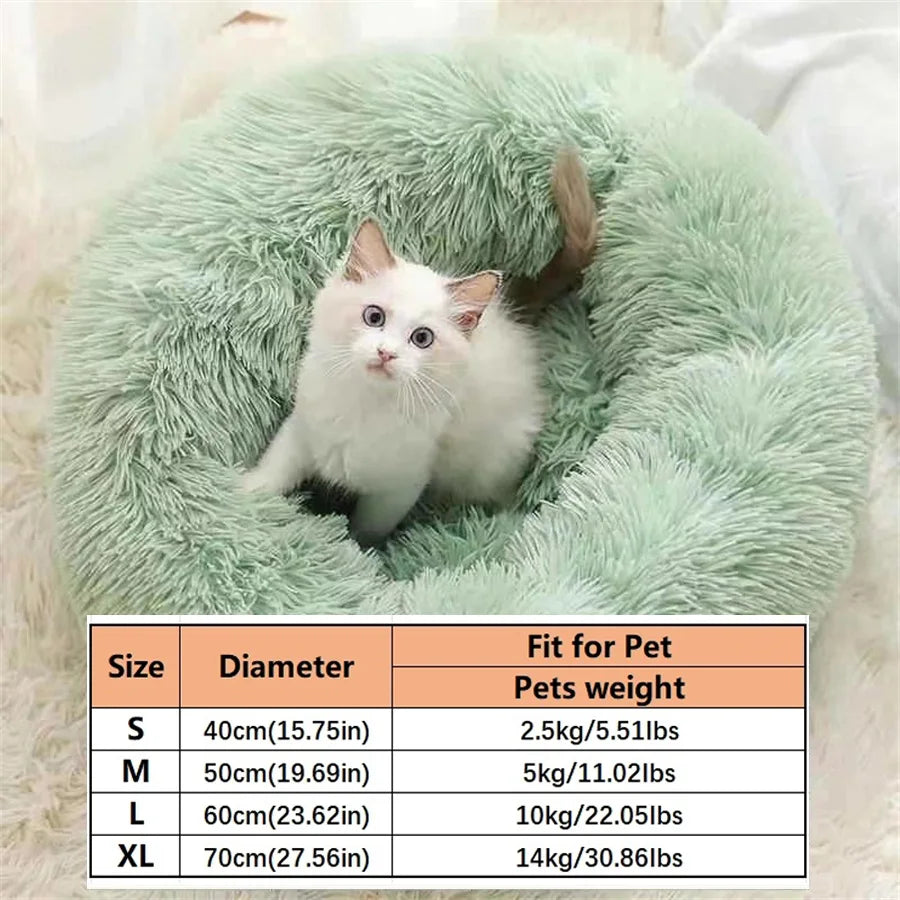 Plush Donut Pet Bed - Warm Round Sleeping Bed for Dogs & Cats
