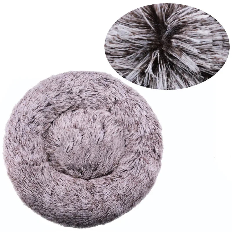 Round Plush Pet Bed - Soft Sleeping Den for Cats & Dogs, 6 Sizes