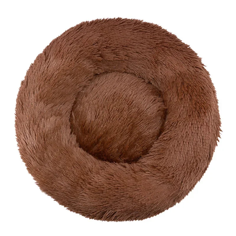 Round Plush Pet Bed - Soft Sleeping Den for Cats & Dogs, 6 Sizes