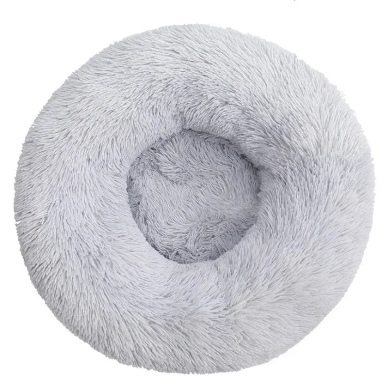 Round Plush Pet Bed - Soft Sleeping Den for Cats & Dogs, 6 Sizes