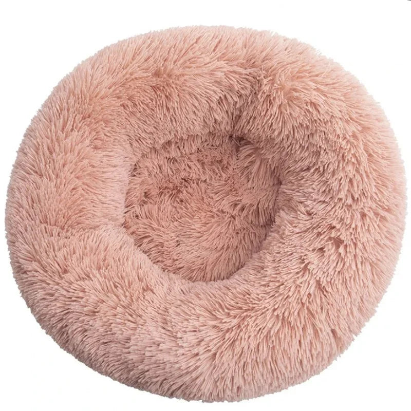 Round Plush Pet Bed - Soft Sleeping Den for Cats & Dogs, 6 Sizes