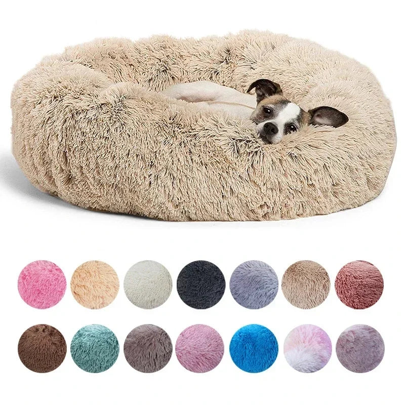 Round Plush Pet Bed - Soft Sleeping Den for Cats & Dogs, 6 Sizes