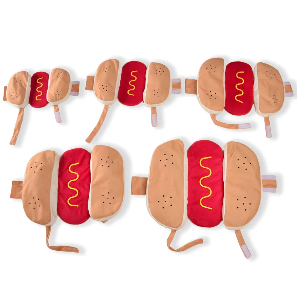 Funny Hot Dog Halloween Costume - Adjustable Pet Costume for Dogs & Cats