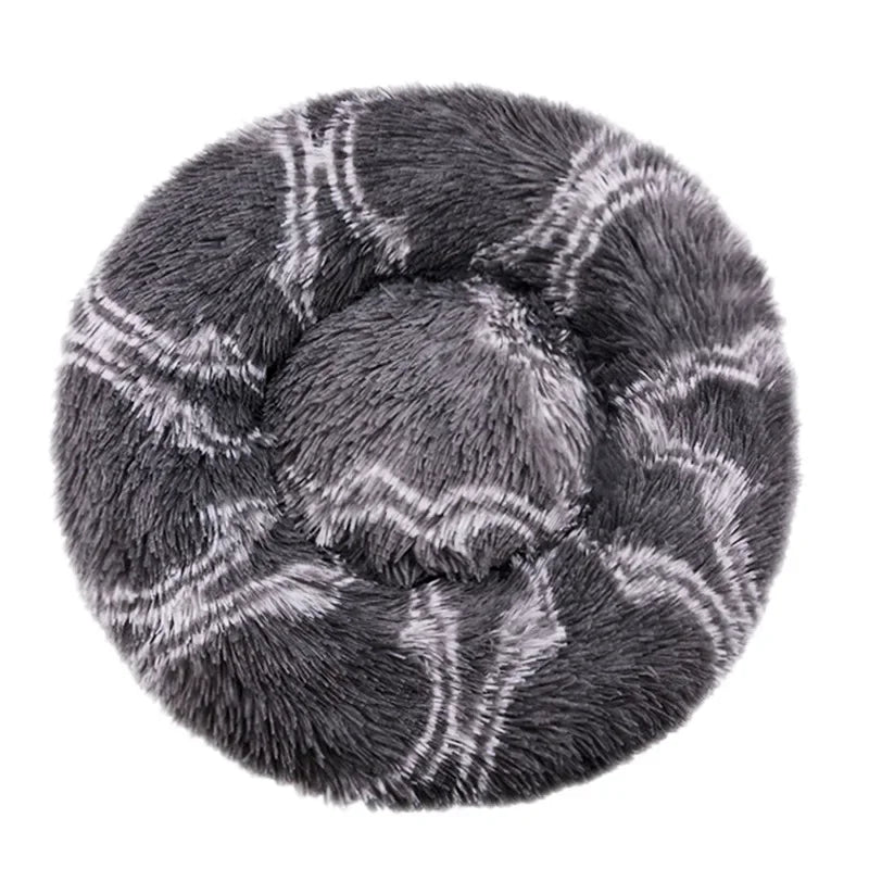 Round Plush Pet Bed - Soft Sleeping Den for Cats & Dogs, 6 Sizes
