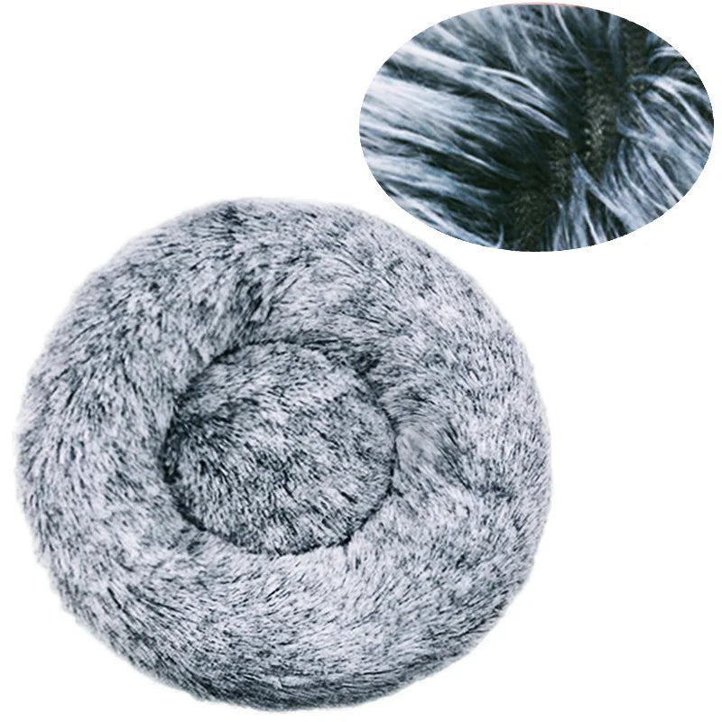 Round Plush Pet Bed - Soft Sleeping Den for Cats & Dogs, 6 Sizes