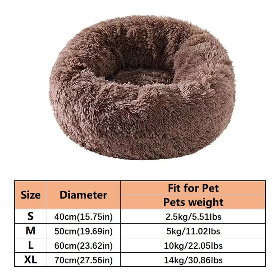 Plush Donut Pet Bed - Warm Round Sleeping Bed for Dogs & Cats