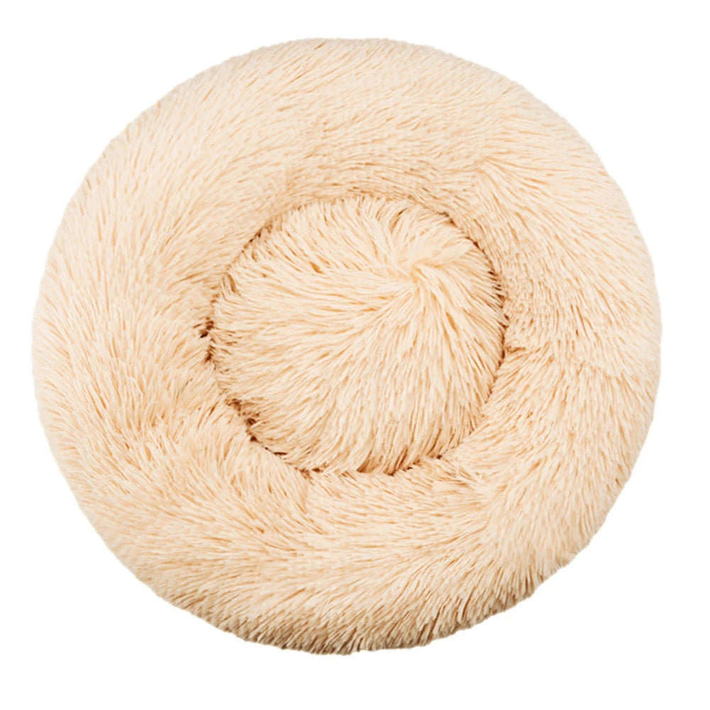 Round Plush Pet Bed - Soft Sleeping Den for Cats & Dogs, 6 Sizes