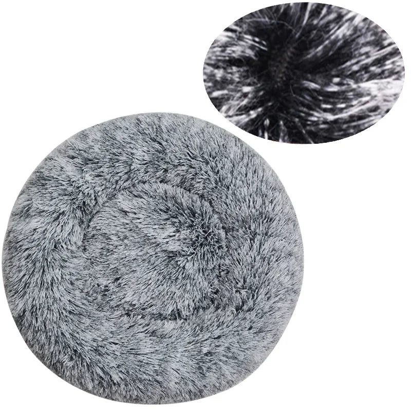 Round Plush Pet Bed - Soft Sleeping Den for Cats & Dogs, 6 Sizes
