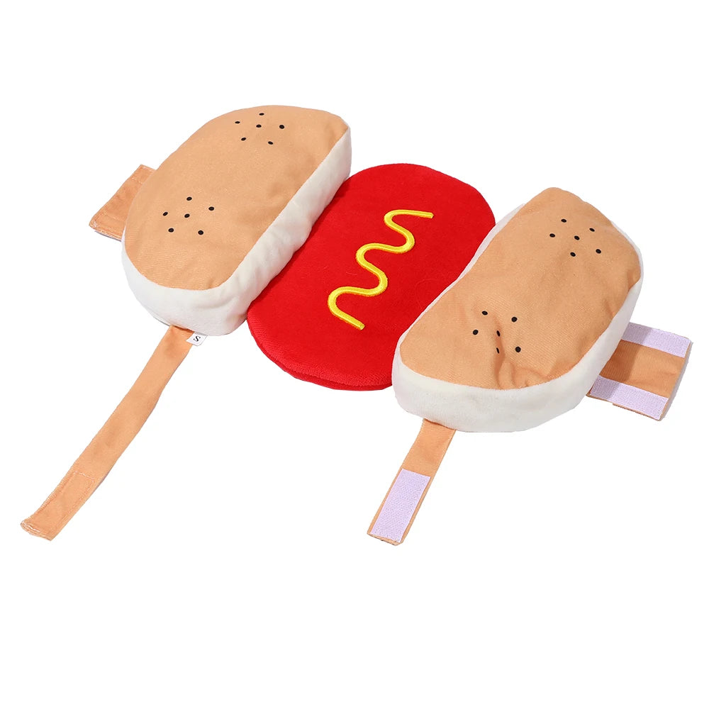 Funny Hot Dog Halloween Costume - Adjustable Pet Costume for Dogs & Cats