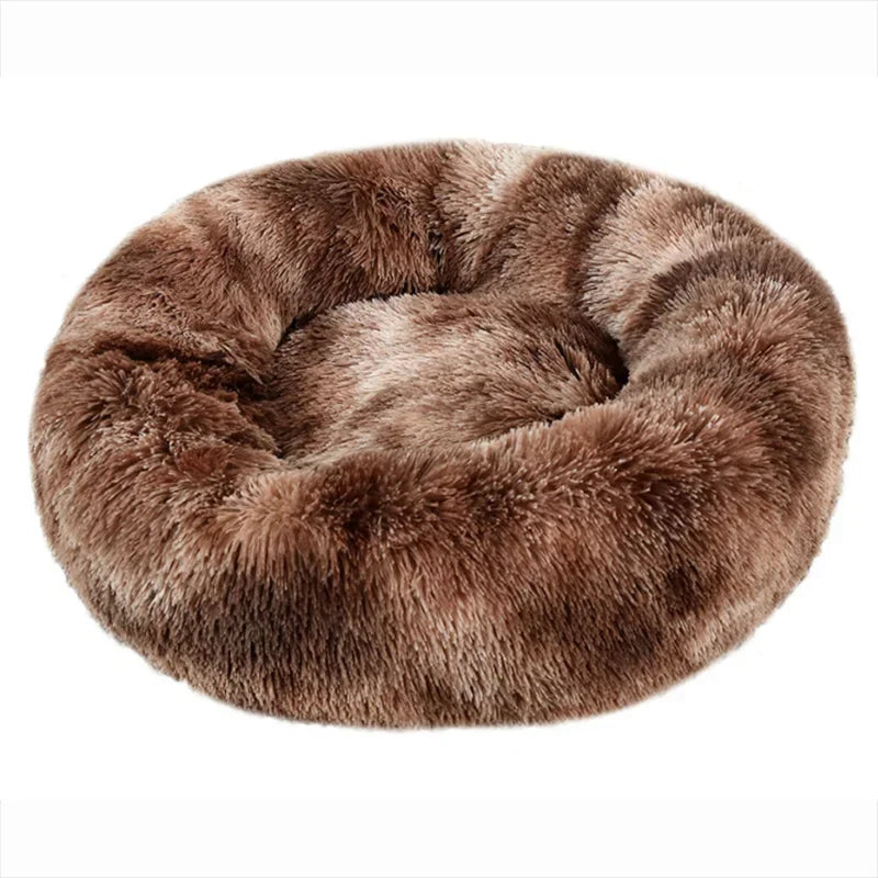 Round Plush Pet Bed - Soft Sleeping Den for Cats & Dogs, 6 Sizes