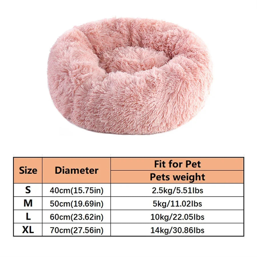 Plush Donut Pet Bed - Warm Round Sleeping Bed for Dogs & Cats