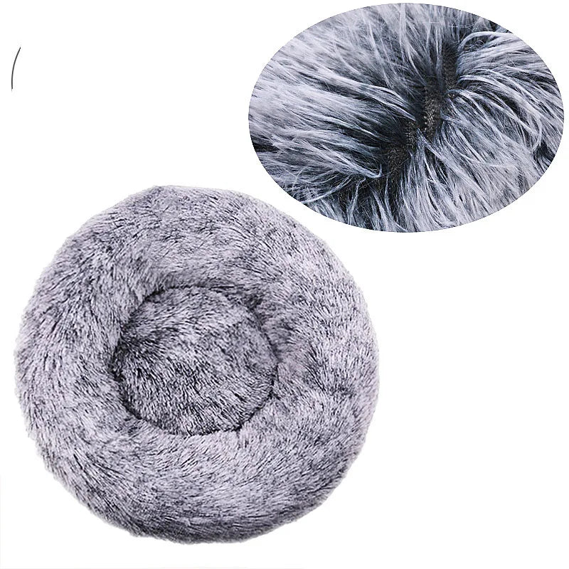 Round Plush Pet Bed - Soft Sleeping Den for Cats & Dogs, 6 Sizes