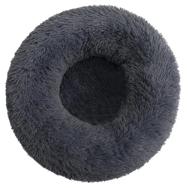 Round Plush Pet Bed - Soft Sleeping Den for Cats & Dogs, 6 Sizes