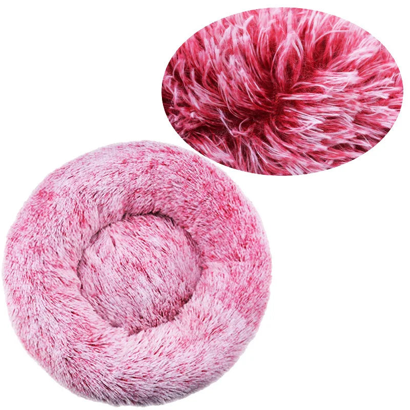 Round Plush Pet Bed - Soft Sleeping Den for Cats & Dogs, 6 Sizes