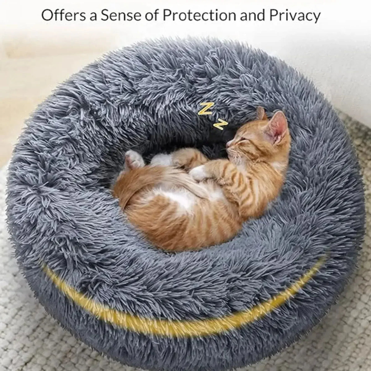 Round Plush Pet Bed - Soft Sleeping Den for Cats & Dogs, 6 Sizes