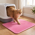 Cat stepping onto a waterproof double-layer litter trapping mat